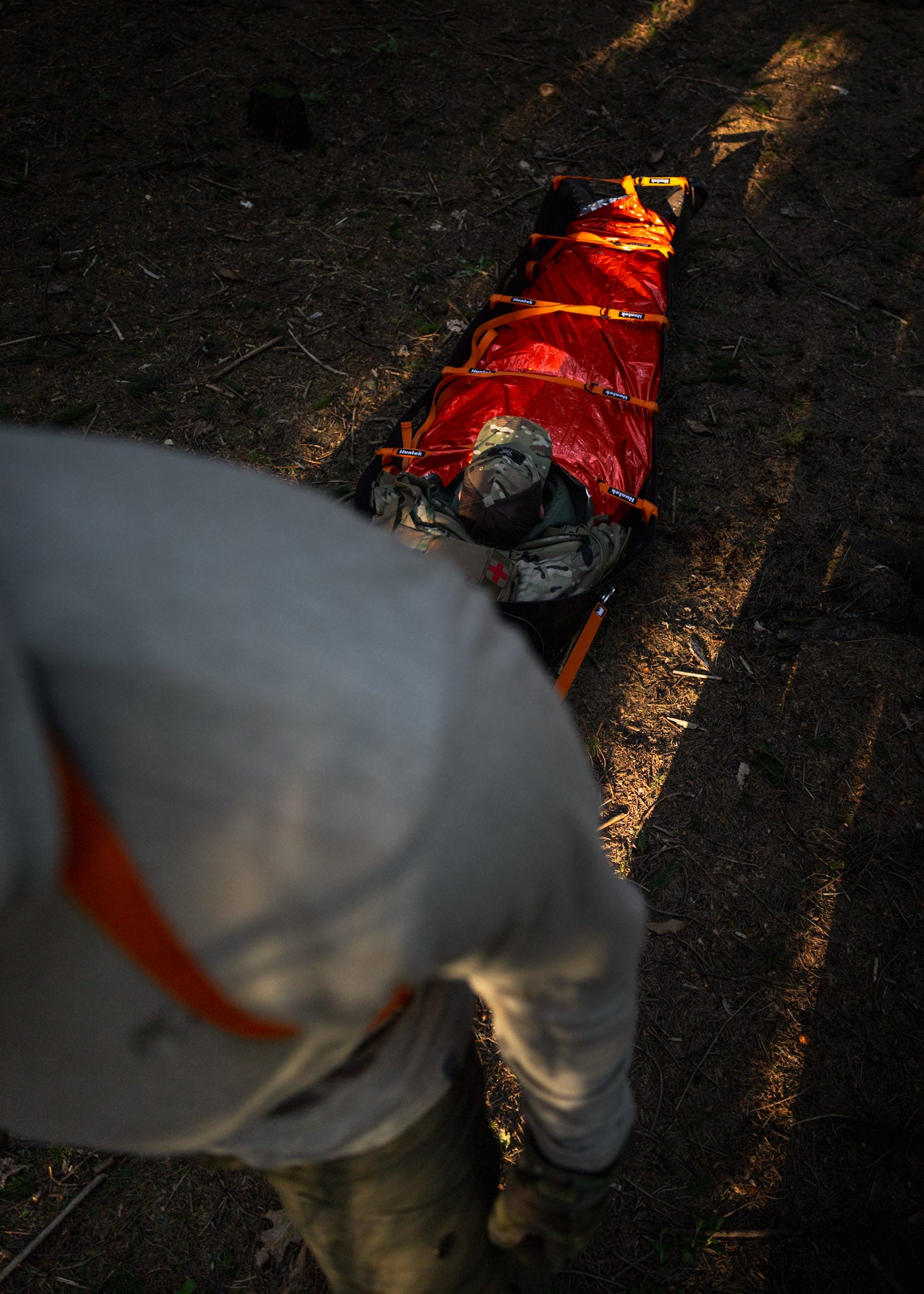 Extraction of an injured person with the GameSled and the combination of the HaulRig & QuickLash products.